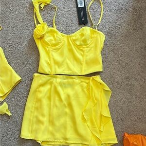 Yellow Women's Skirt Set
